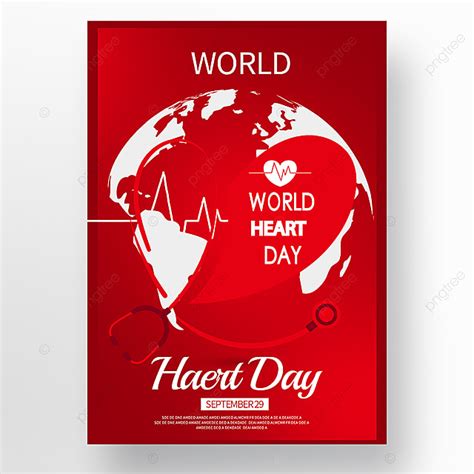 Gambar Poster Hari Jantung Dunia Tekstur Merah Templat Untuk Unduh