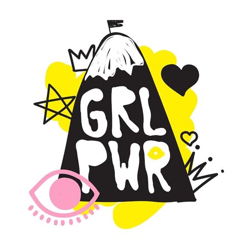 Premium Vector Grl Pwr Short Quote Girl Power Cute Hand Drawing Illustration For Print