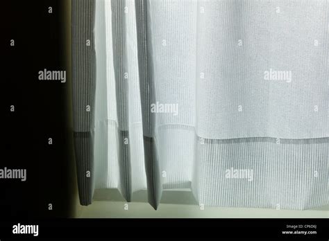 Close Up View Of White Window Curtains Stock Photo Alamy
