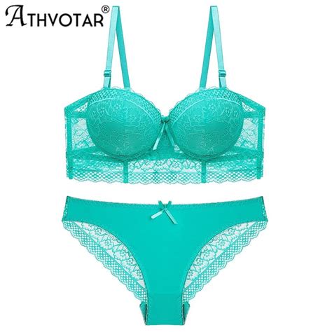 athvotar lace underwear women set suits sexy female sets push up lingerie middle mold cup