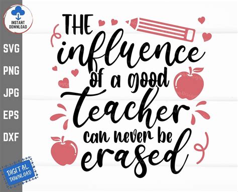 The Influence Of A Good Teacher Can Never Be Erased Svg Etsy