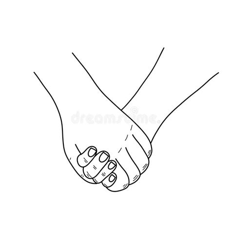 Hand Holding Hands Vector Illustration Hand Drawn Continuous Line Of