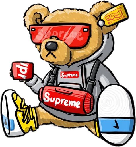 Supreme Hypebeast Teddy Sticker By Stickertornado