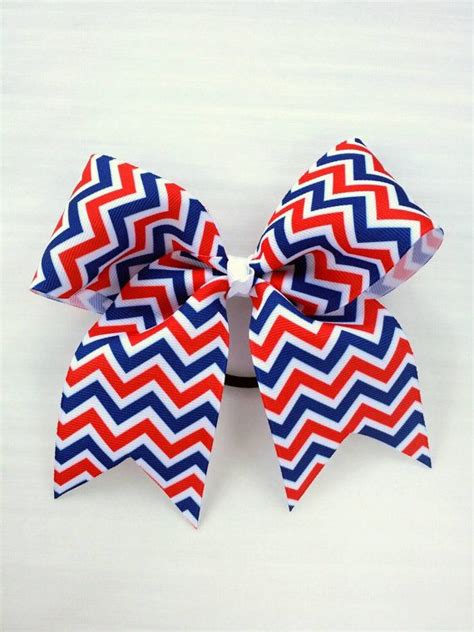 Medium Cheer Bow Red White Blue Cheer Bow By Burstingcocoonstudio