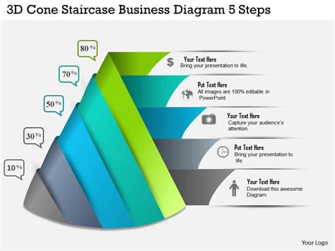 0314 Business Ppt Diagram 3d Cone Staircase Business Diagram 5 Steps