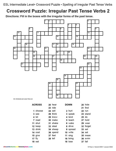 9 Best Images Of English Puzzles Worksheets Printable Verb Crossword