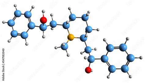 3d Image Of Lobeline Skeletal Formula Molecular Chemical Structure Of