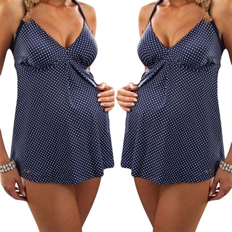 Telotuny Plus Size Maternity Swimwear Tankinis Women Dot Sling Print