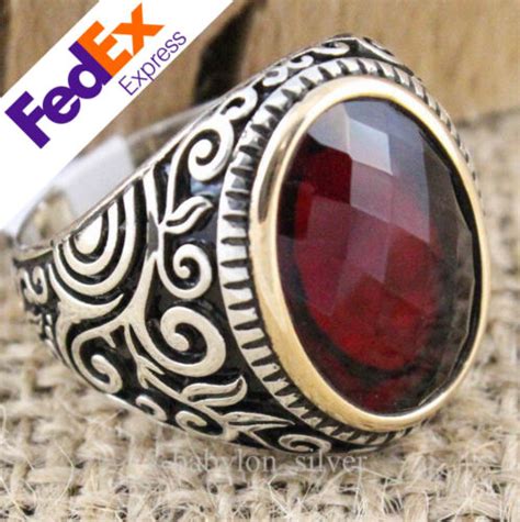 Turkish Handmade Ottoman Jewelry 925 Sterling Silver Ruby Men S Ring