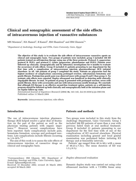 Pdf Clinical And Sonographic Assessment Of The Side Effects Of