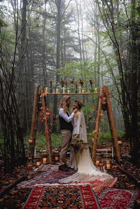A Beautiful And Misty Bohemian Wedding Shoot In The Woods Festival