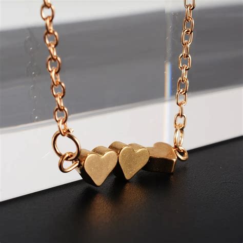 Three Love Heart Pendant Colar Necklace Womens Fashion Luxury Brand Choker Statement Necklace