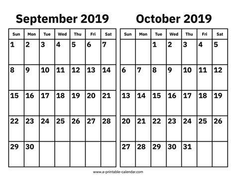 Free Printable Calendar September October 2019 Resenhas De Livros