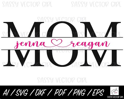 Mom Monogram Cut File Split Mom SVG Mothers' Day | Etsy UK