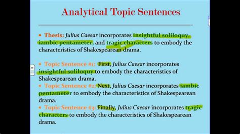 Analytical Five Paragraph Essay Topic Sentences 1 - YouTube