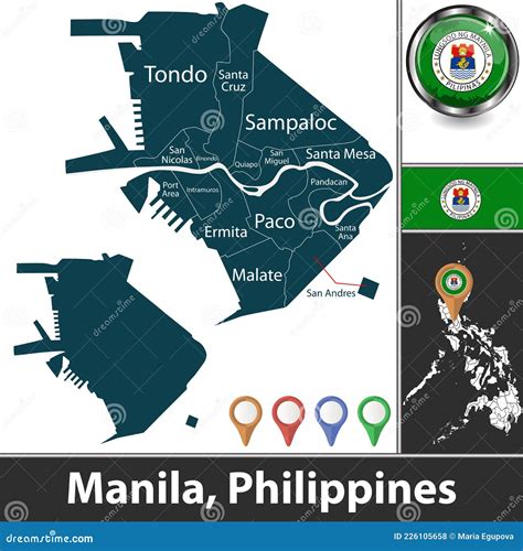 Map Of Manila Philippines Stock Vector Illustration Of Santa 226105658