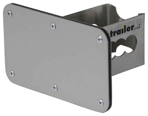 Blank Rectangle Trailer Hitch Cover 2 Hitches Stainless Steel