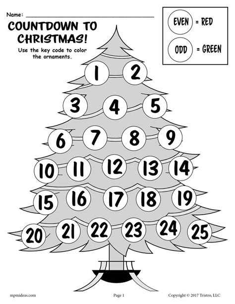 Start by scrolling to the bottom of the post, under the terms simply print the free christmas printables for kids (there are 5 in total), provide paint dabbers(the. Printable Countdown to Christmas Odd and Even Worksheets ...