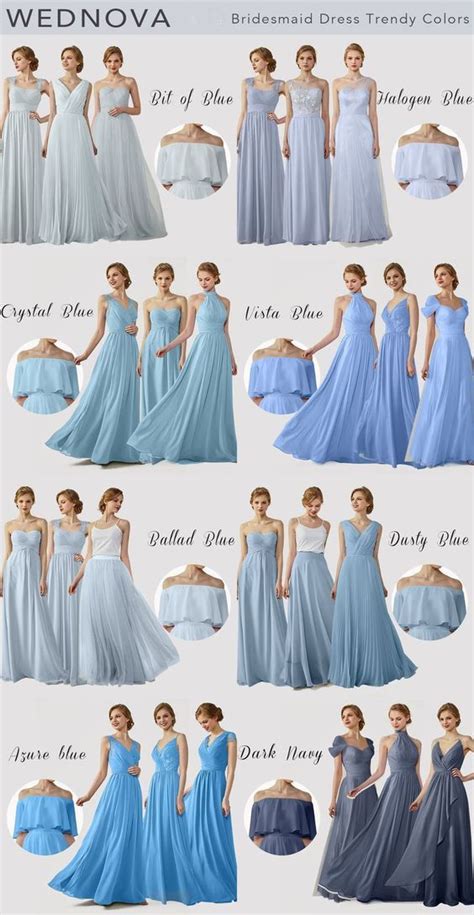 Shades Of Blue Bridesmaid Dresses Chiffon Long All Under 100 Wedding