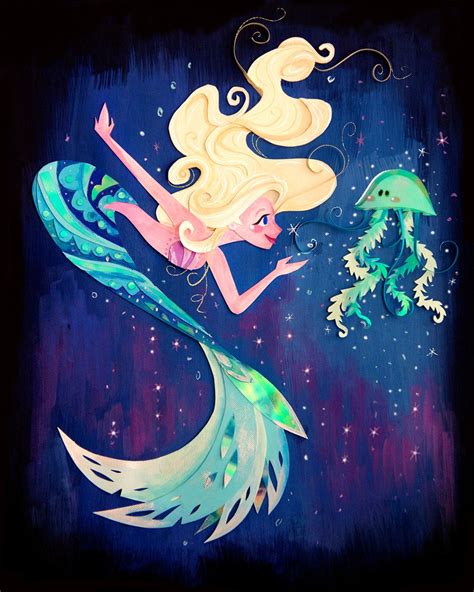 Mermaid Meets Jellyfish Print