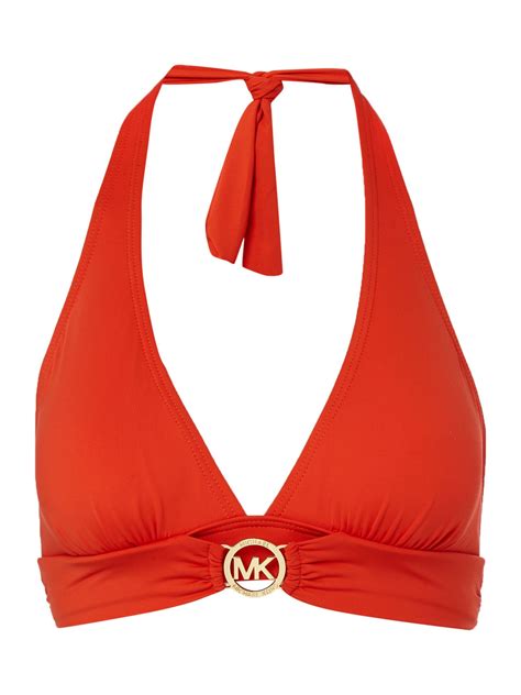 Michael Kors Logo Halter Bikini Top In Orange Lyst