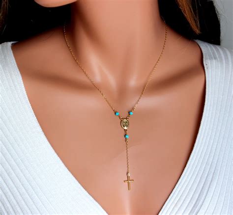 Rosary Necklaces Gold Filled Or Sterling Silver Turquoise Etsy