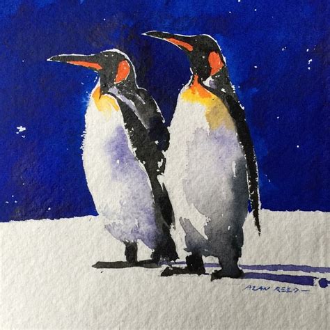 Painting Penguins Alan Paints A Watercolour Of Penguins To Celebrate