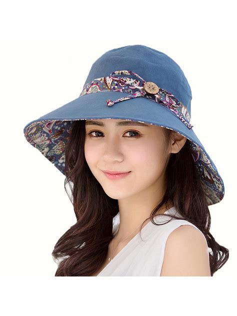 Women Summer Casual Big Wide Brim Cotton Hat Floppy Derby Beach Sun