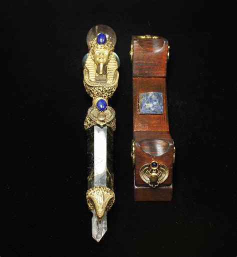 Egyptian Crystal Wand And Stand Egyptian Wands Magic Wand Etsy