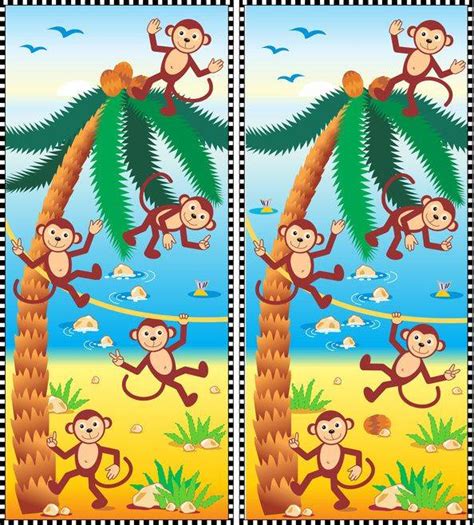 Kigaportal kostenlose arbeitsblätter und unterrichtsmaterial für die grundschule zum thema fehlersuchbilder für kinder. Affen