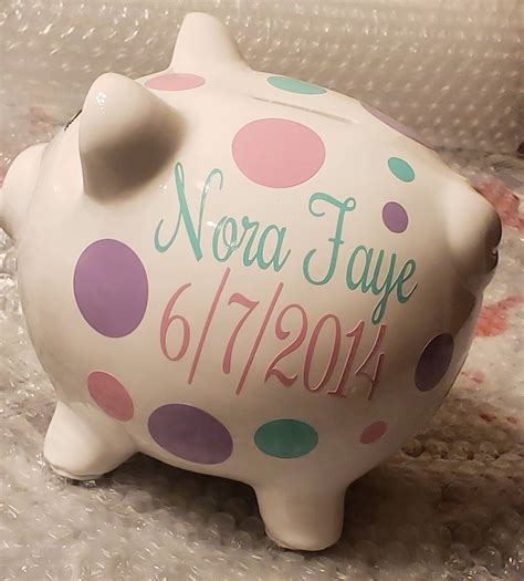 Large Piggy Bank Personalized Babys First Piggy Bank Birthday Party