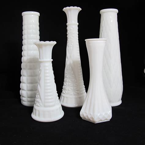 Vintage Milk Glass Vases The Piper Collection Set Of 5