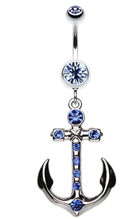 Jeweled Anchor Belly Button Ring Belly Button Rings Belly Piercing Jewelry Belly Button