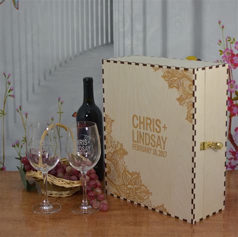 Ceremony Wedding Wood Wine Gift Box With Personalized Oz Etsy