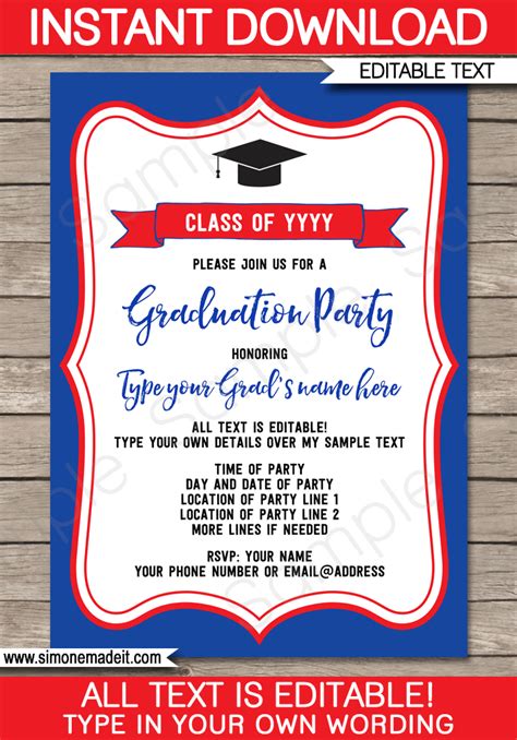 Graduation Party Invitations Template Printable Graduation Invite