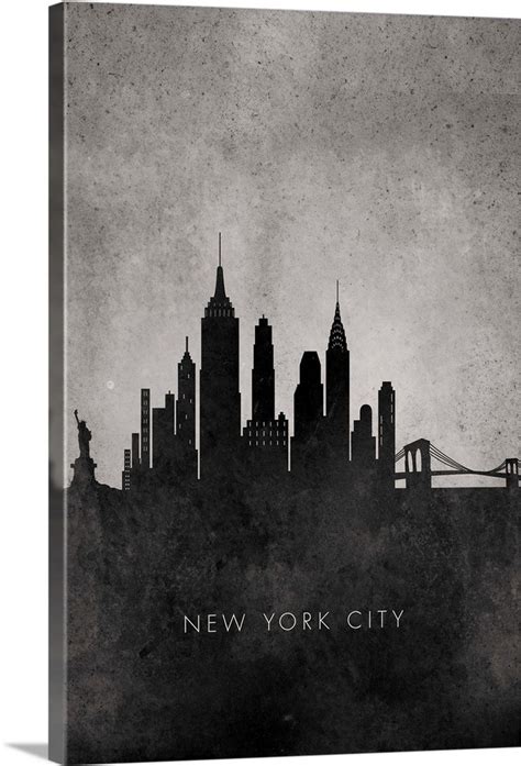 Black And White Minimalist New York City Skyline Wall Art Canvas