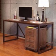 International Furniture Direct Urban Gold Writing Desk with Wood Top ...