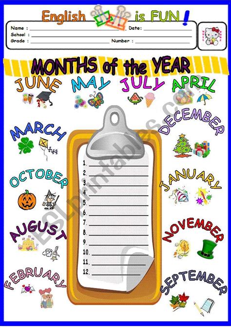 Months Of The Year 1 Esl Worksheet By Bburcu