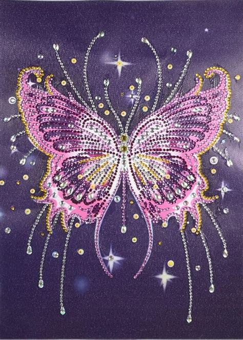 Diamond Painting Diy 5d Special Shape Rhinestones Abeuty Pink Butterfly Partial Drill Crystal