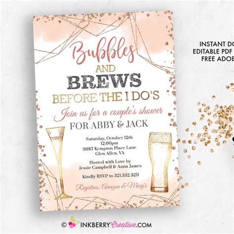 Bubbles And Brews Couples Shower Invitation Bridal Shower Etsy