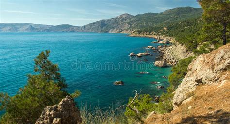 The View From The Mountains To The Azure Black Sea Coast Stock Photo