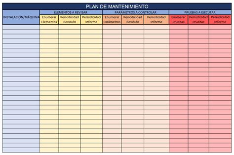 Plantilla Excel Mantenimiento Preventivo Gratis