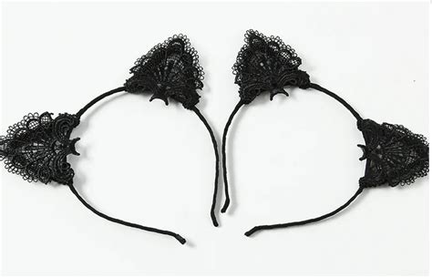 xuan ngan black lace cute kitten costume cat ears headband for women girls hairband dance party