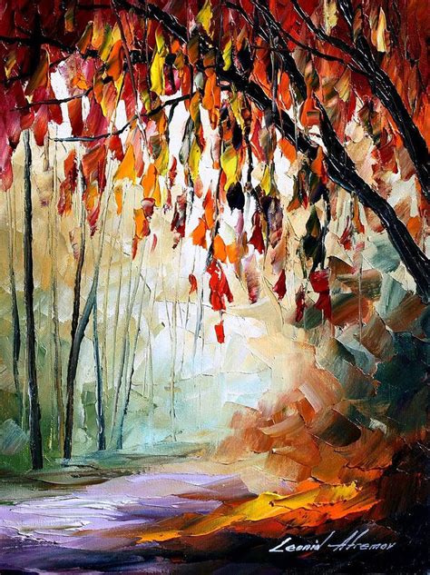 Bronze Autumn PALETTE KNIFE Oil Painting On Canvas By Leonid Afremov