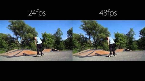 Without knowing too much about this topic, i would say. 24 vs 48 frames per second skateboarding action footage ...