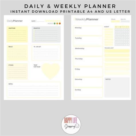Daily Weekly Schedule Planner Bundle Printable Template Etsy UK