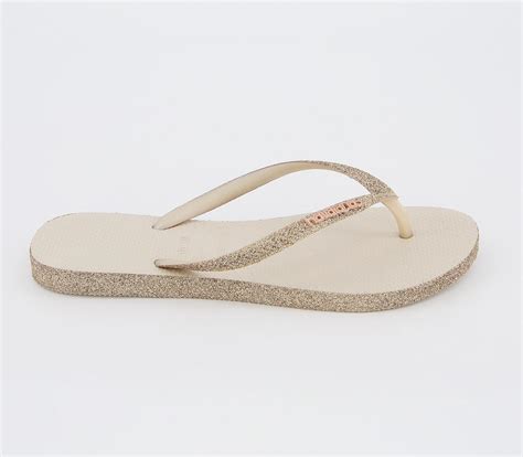 havaianas slim sparkle flip flops beige women s sandals