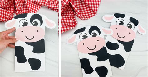 Cow Paper Bag Puppet Craft For Kids Free Template