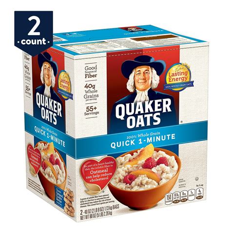 Quaker Oats Quick 1 Minute Oatmeal Breakfast Cereal 40 Oz Bags 2 Count
