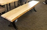 84" Live Edge Dining Bench, Shown in Wormy Maple with a Natural Stain ...